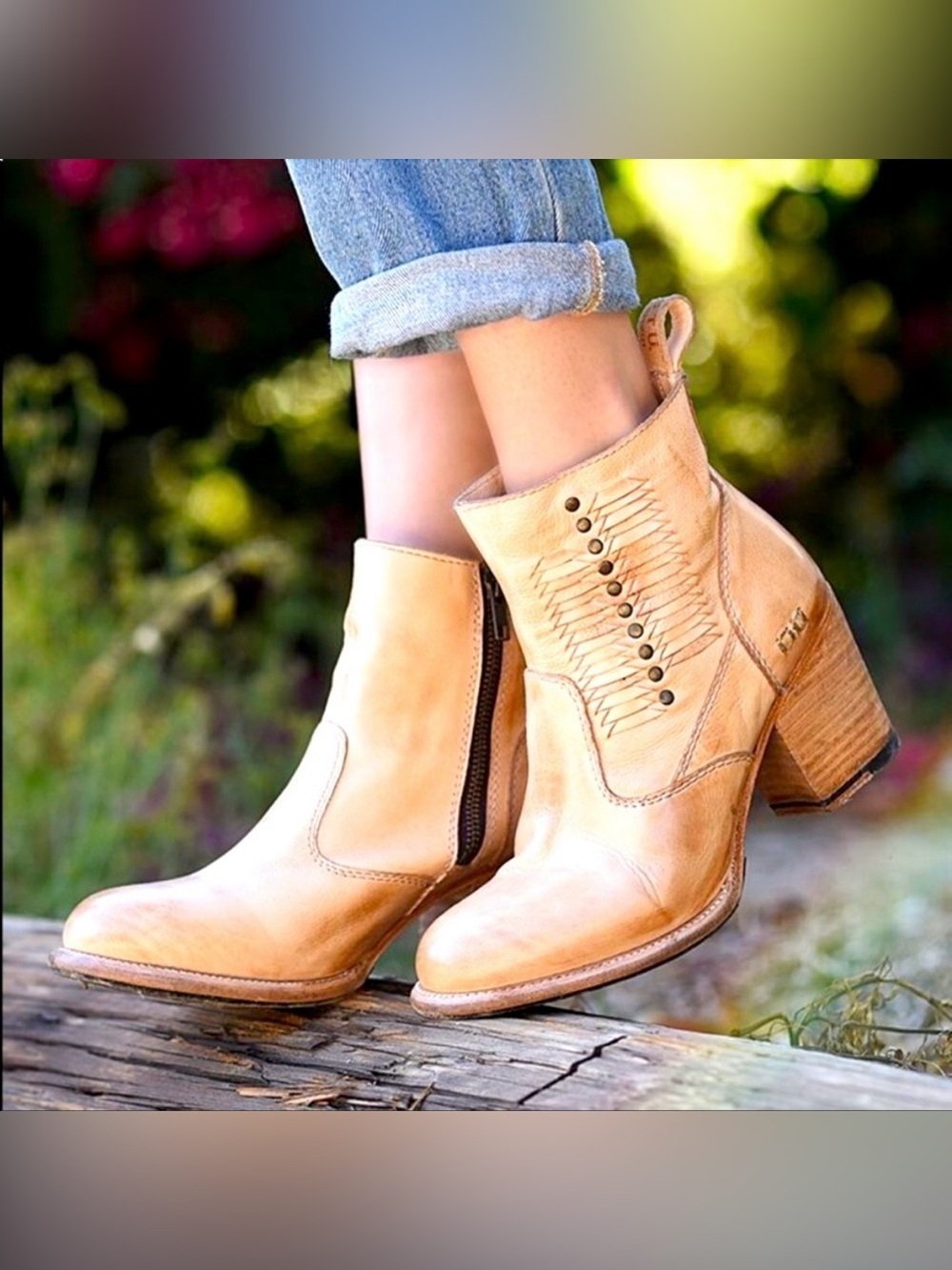 NWT BED STU Shrill Cobbler Series Tan Leather Ankle Bootie Boots Size 6.5 NEW